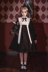 Black Long Sleeves Ruffle Bowknot Classic Gothic Elegant Nun Lolita Dress